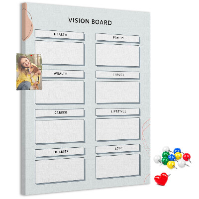 Tablón de corcho Tablero de visión con categorías de vida