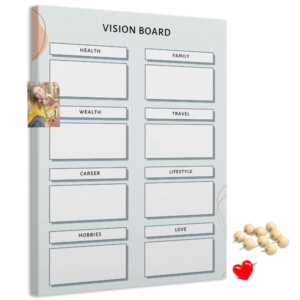 Tablón de corcho Tablero de visión con categorías de vida