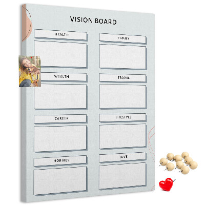 Tablón de corcho Tablero de visión con categorías de vida