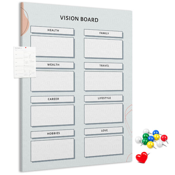 Tablón de corcho Tablero de visión con categorías de vida