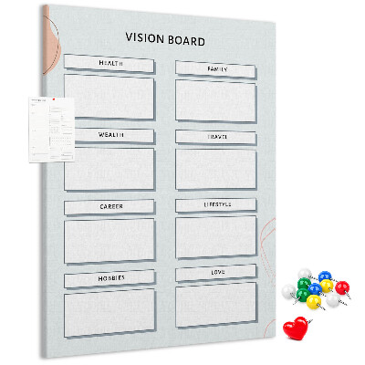Tablón de corcho Tablero de visión con categorías de vida