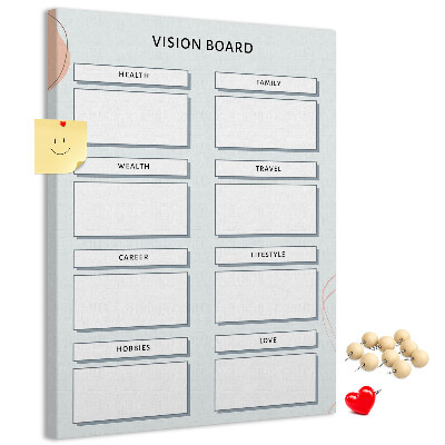 Tablón de corcho Tablero de visión con categorías de vida