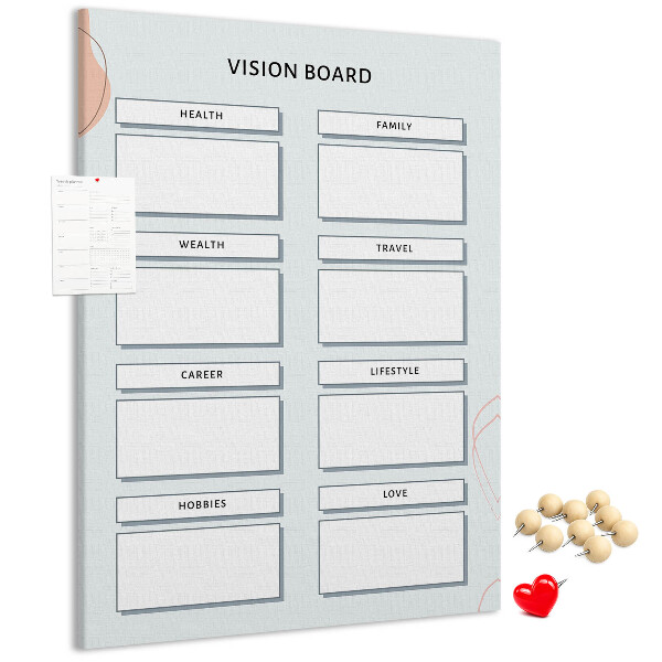 Tablón de corcho Tablero de visión con categorías de vida