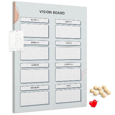 Tablón de corcho Tablero de visión con categorías de vida