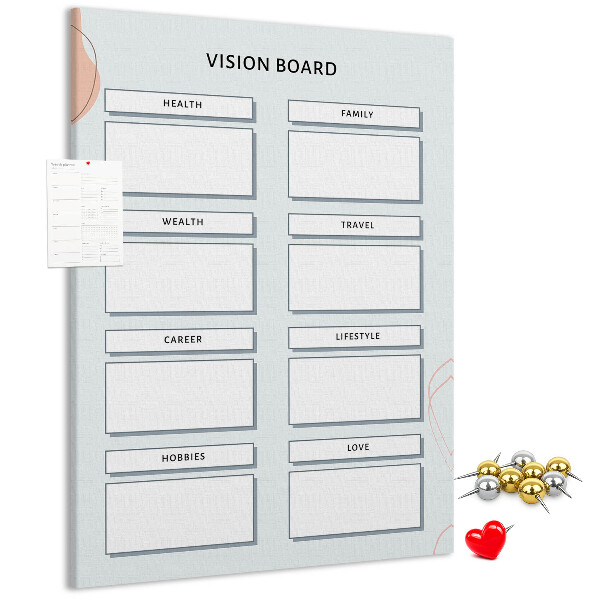 Tablón de corcho Tablero de visión con categorías de vida