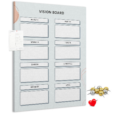 Tablón de corcho Tablero de visión con categorías de vida