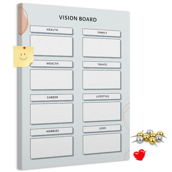 Tablón de corcho Tablero de visión con categorías de vida