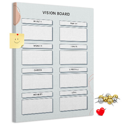 Tablón de corcho Tablero de visión con categorías de vida