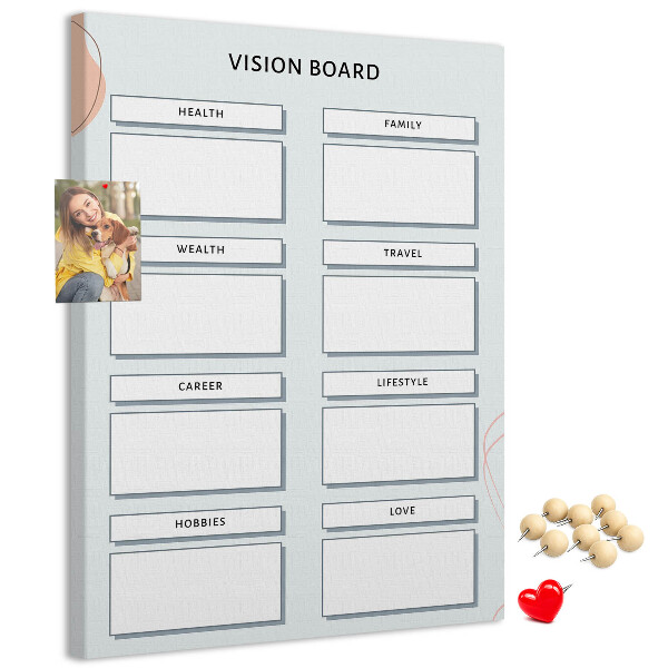Tablón de corcho Tablero de visión con categorías de vida