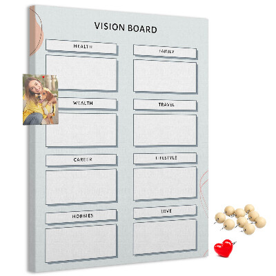 Tablón de corcho Tablero de visión con categorías de vida