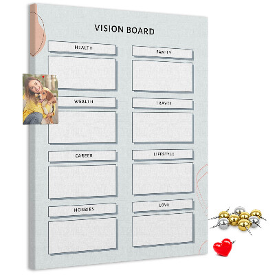 Tablón de corcho Tablero de visión con categorías de vida