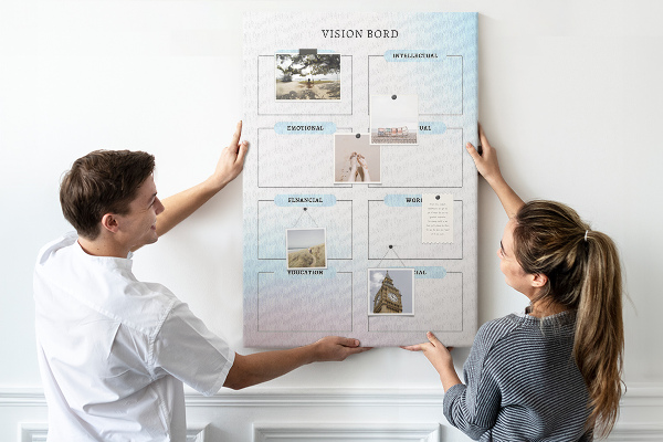 Tablero de corcho Tablero de visión con categorías de desarrollo personal