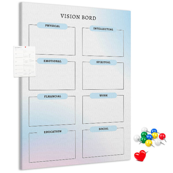 Tablero de corcho Tablero de visión con categorías de desarrollo personal
