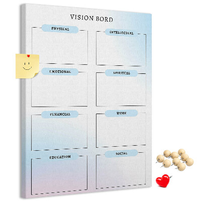 Tablero de corcho Tablero de visión con categorías de desarrollo personal