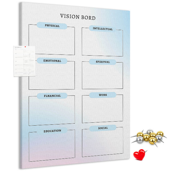 Tablero de corcho Tablero de visión con categorías de desarrollo personal
