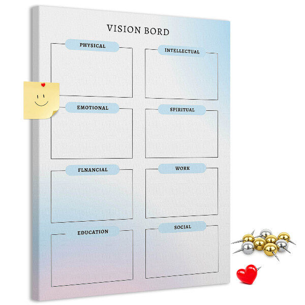 Tablero de corcho Tablero de visión con categorías de desarrollo personal