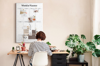 Decoración pizarra de corcho Planificador semanal con espacio para notas.