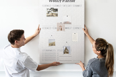Decoración pizarra de corcho Planificador semanal con espacio para notas.
