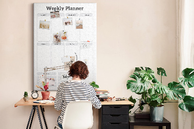 Decoración pizarra de corcho Planificador semanal con espacio para notas.