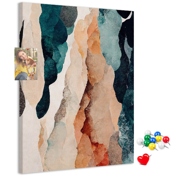 Tablero de corcho para pared Ondas abstractas de color en tonos suaves