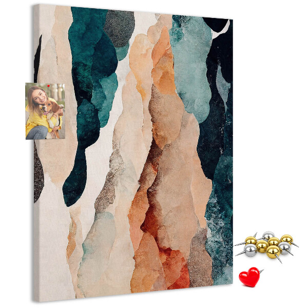 Tablero de corcho para pared Ondas abstractas de color en tonos suaves
