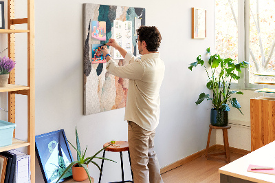 Tablero de corcho para pared Ondas abstractas de color en tonos suaves