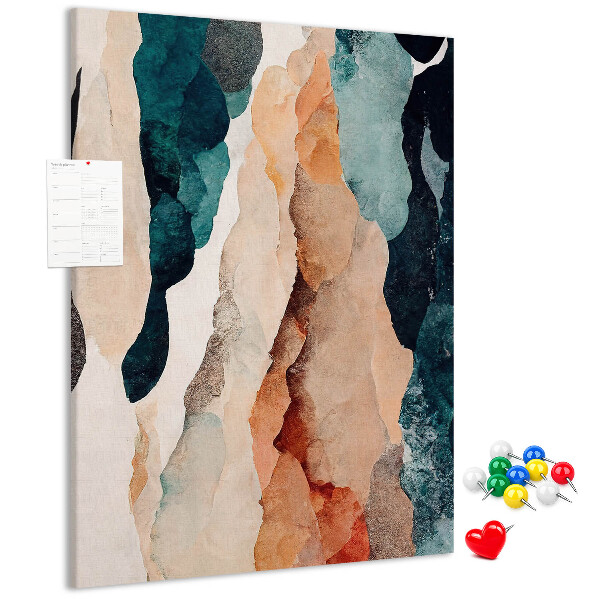 Tablero de corcho para pared Ondas abstractas de color en tonos suaves
