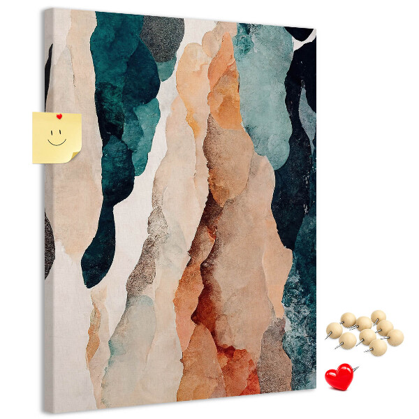 Tablero de corcho para pared Ondas abstractas de color en tonos suaves