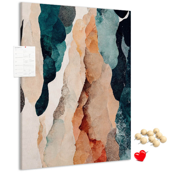 Tablero de corcho para pared Ondas abstractas de color en tonos suaves