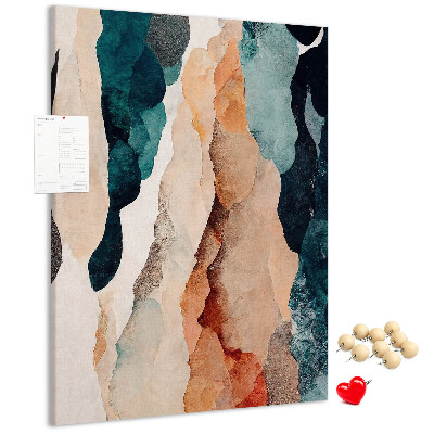 Tablero de corcho para pared Ondas abstractas de color en tonos suaves