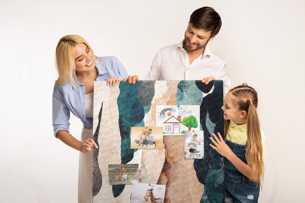 Tablero de corcho para pared Ondas abstractas de color en tonos suaves