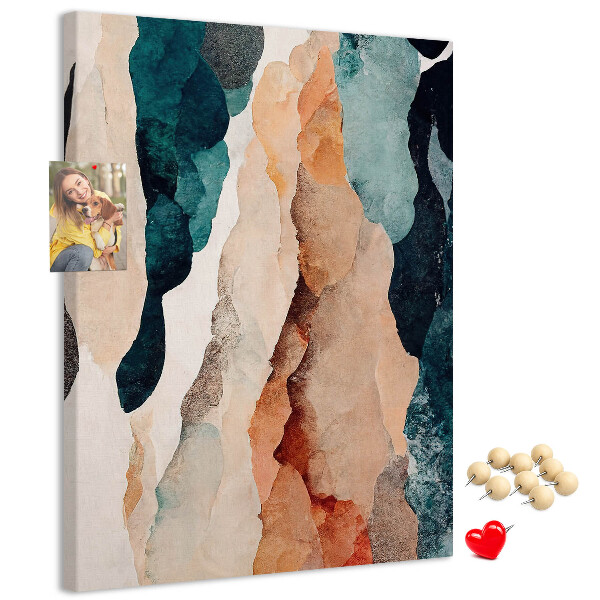Tablero de corcho para pared Ondas abstractas de color en tonos suaves