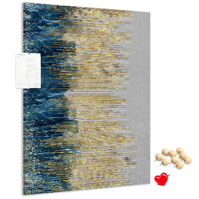 Decoración pizarra de corcho Líneas doradas contra el mar azul