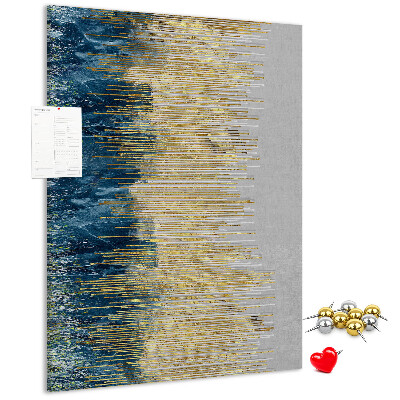 Decoración pizarra de corcho Líneas doradas contra el mar azul