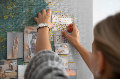 Tablero de corcho para pared con diseño de paisaje abstracto en tonos verdes