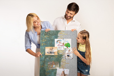 Tablero de corcho para pared con diseño de paisaje abstracto en tonos verdes