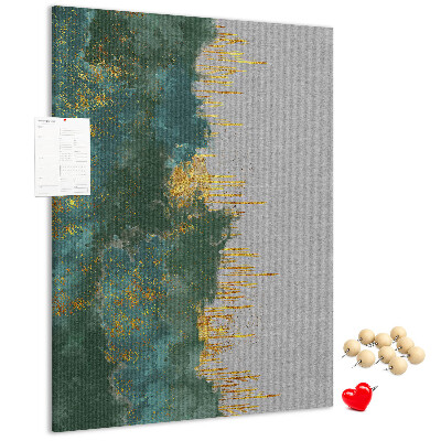Tablero de corcho para pared con diseño de paisaje abstracto en tonos verdes