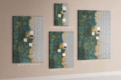Tablero de corcho para pared con diseño de paisaje abstracto en tonos verdes