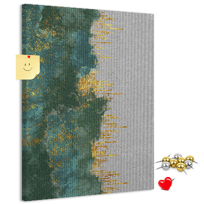 Tablero de corcho para pared con diseño de paisaje abstracto en tonos verdes