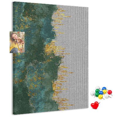 Tablero de corcho para pared con diseño de paisaje abstracto en tonos verdes