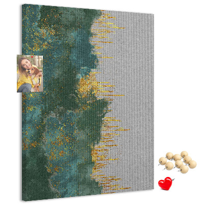 Tablero de corcho para pared con diseño de paisaje abstracto en tonos verdes