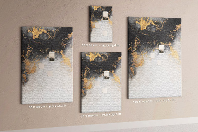 Pizarra de corcho decorativa con diseño abstracto en negro y dorado