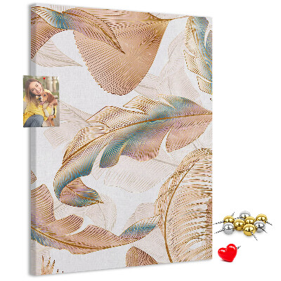 Tablero de corcho para pared con diseño de hojas delicadas en tonos pastel