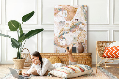 Tablero de corcho para pared con diseño de hojas delicadas en tonos pastel