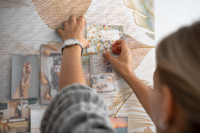 Tablero de corcho para pared con diseño de hojas delicadas en tonos pastel