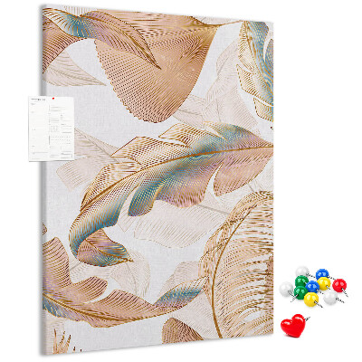 Tablero de corcho para pared con diseño de hojas delicadas en tonos pastel