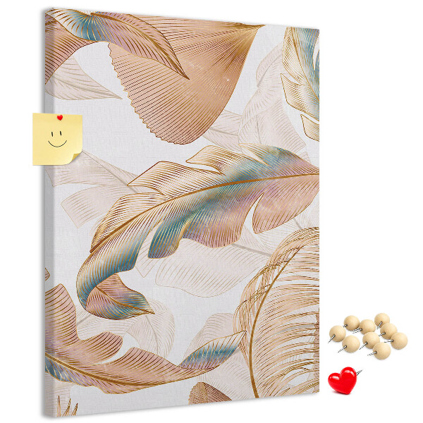 Tablero de corcho para pared con diseño de hojas delicadas en tonos pastel