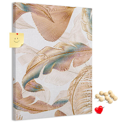 Tablero de corcho para pared con diseño de hojas delicadas en tonos pastel