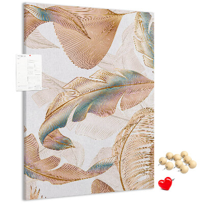 Tablero de corcho para pared con diseño de hojas delicadas en tonos pastel