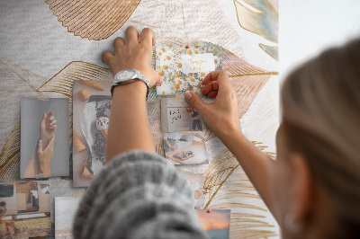 Tablero de corcho para pared con diseño de hojas delicadas en tonos pastel